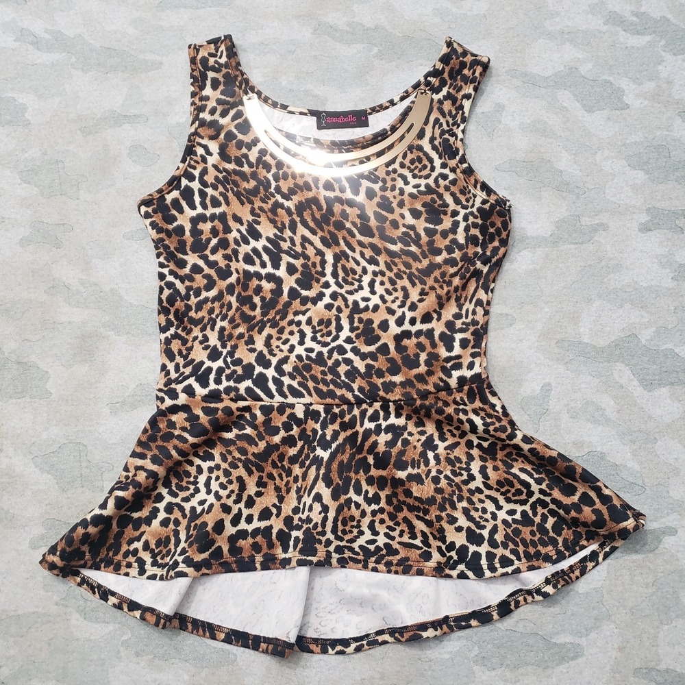 VTG Annabelle Tank Top Womens Medium Brown Leopard Print Made In USA Y2k